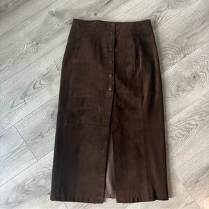 Vintage Smart Set Collection Leather Midi‎ Skirt with button closure size 9